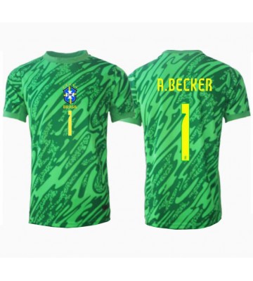 Brasilien Alisson Becker #1 Målvakt Hemmatröja Copa America 2024 Kortärmad